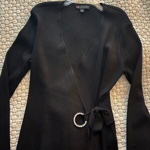 INC., black with Rhinestone Jewerly at waist bow, XL, sweater